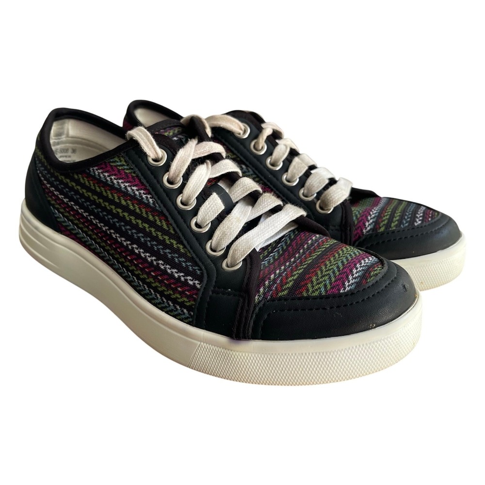 Traq by Alegria Sneakers Womens 36 Black‎ Southwest Print Lace-up Low Top